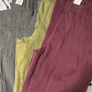Women’s Stretch Jegging Pants - Burgundy, Olive, Charcoal